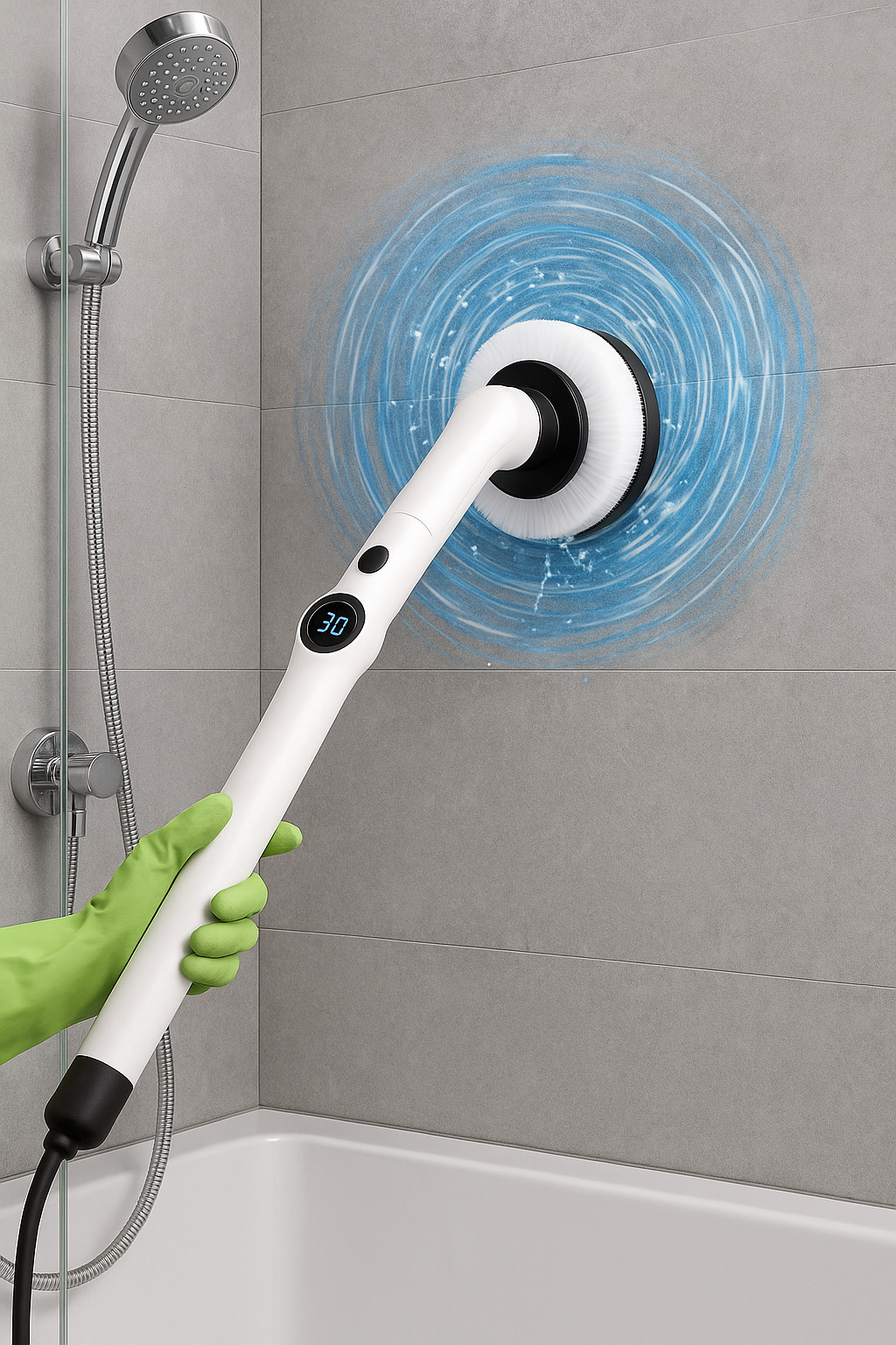 9 in 1 cleaning brush with adjustable speed.